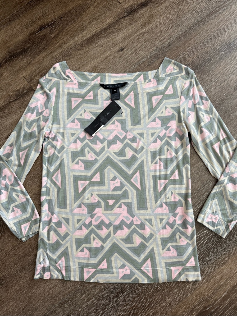 Marc by Marc Jacobs Geometric Print 3/4 Sleeve Top XS NWT